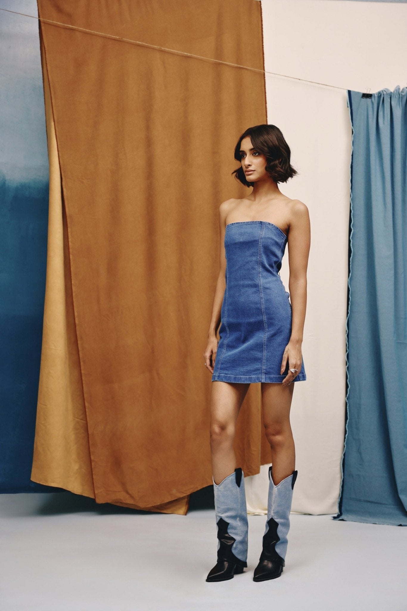 Aura Denim Strapless Mini Dress - quietBold