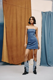 Aura Denim Strapless Mini Dress - quietBold