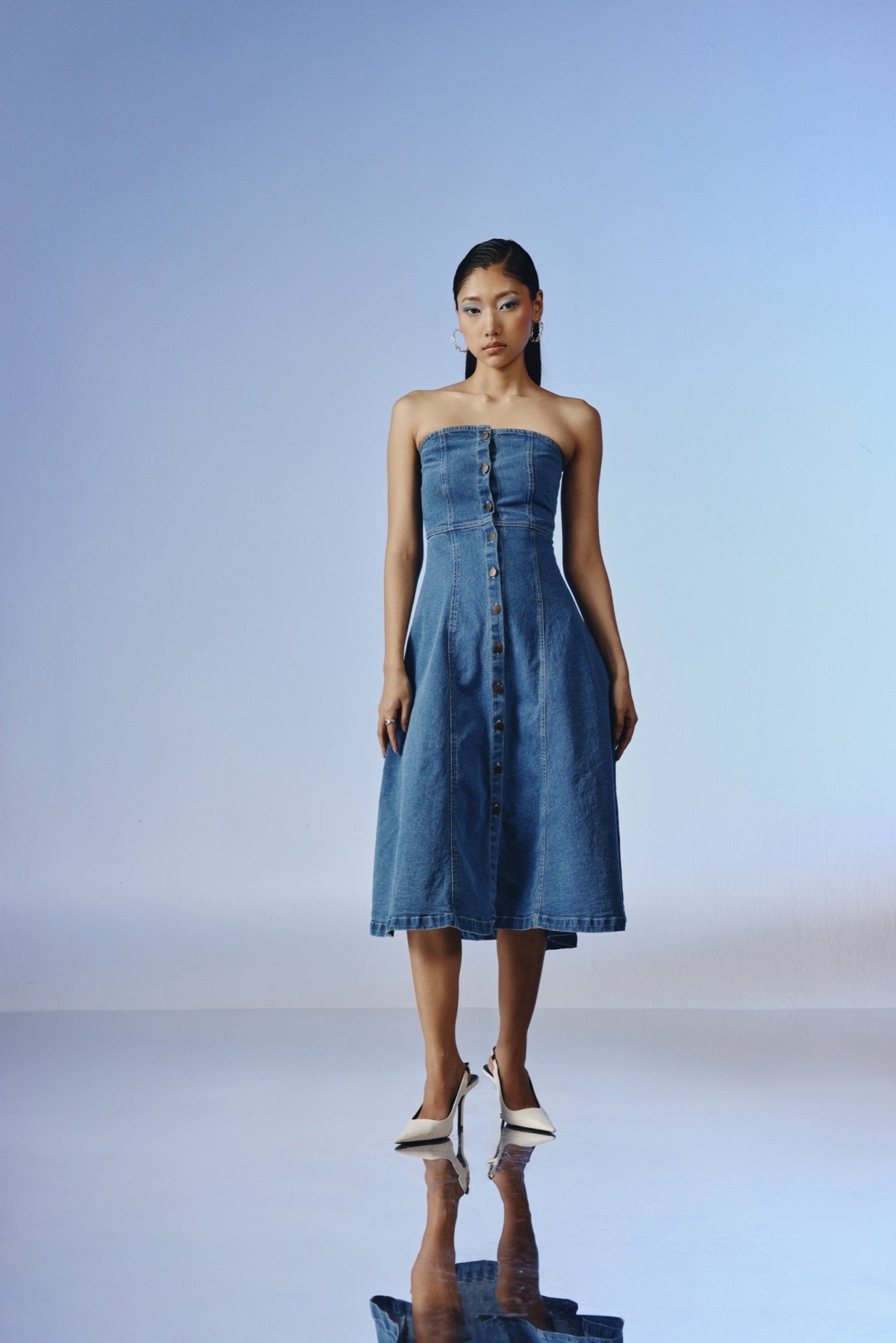 Blue Discipline Denim Midi Dress - quietBold