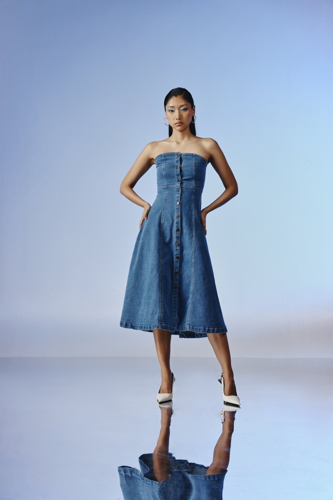 Blue Discipline Denim Midi Dress - quietBold