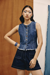 Corset Edge Denim Top - quietBold