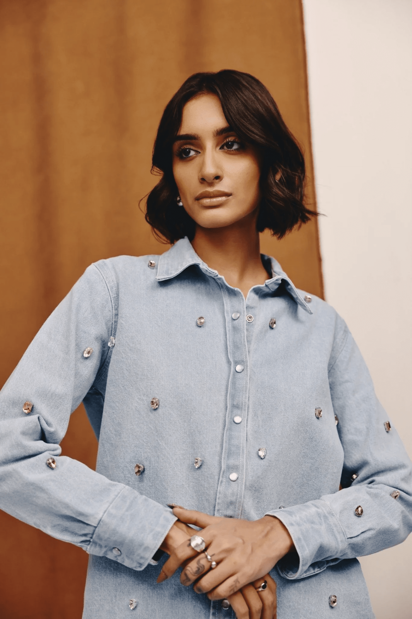 Lumen Studded Denim Shirt - quietBold