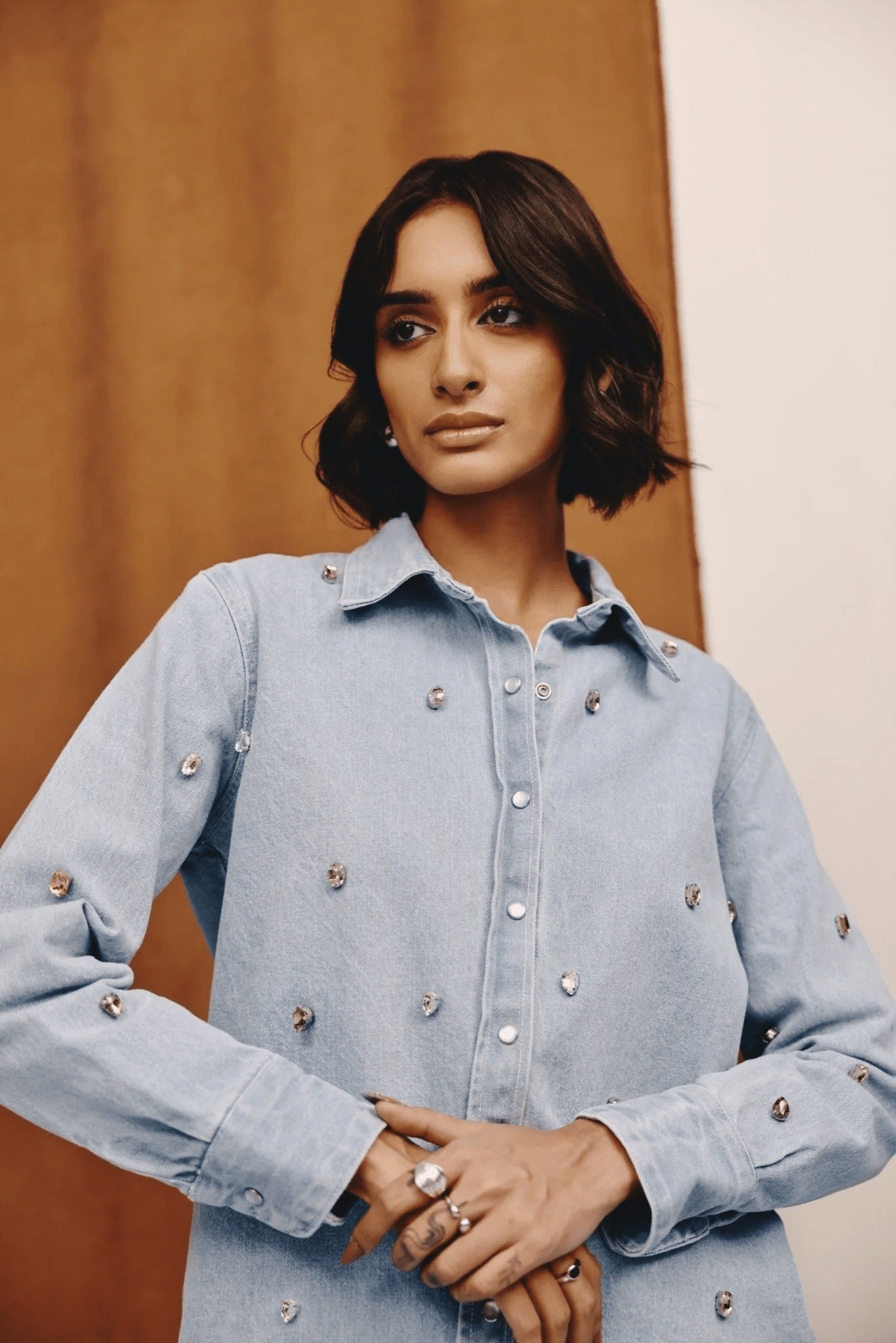 Lumen Studded Denim Shirt - quietBold