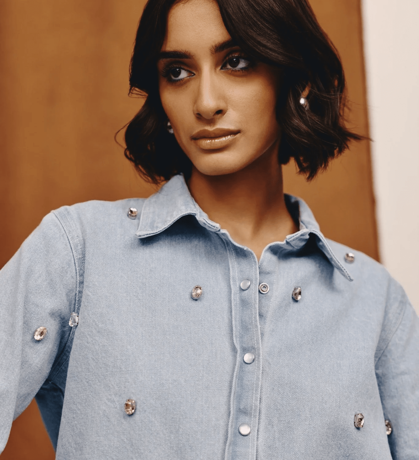 Lumen Studded Denim Shirt - quietBold