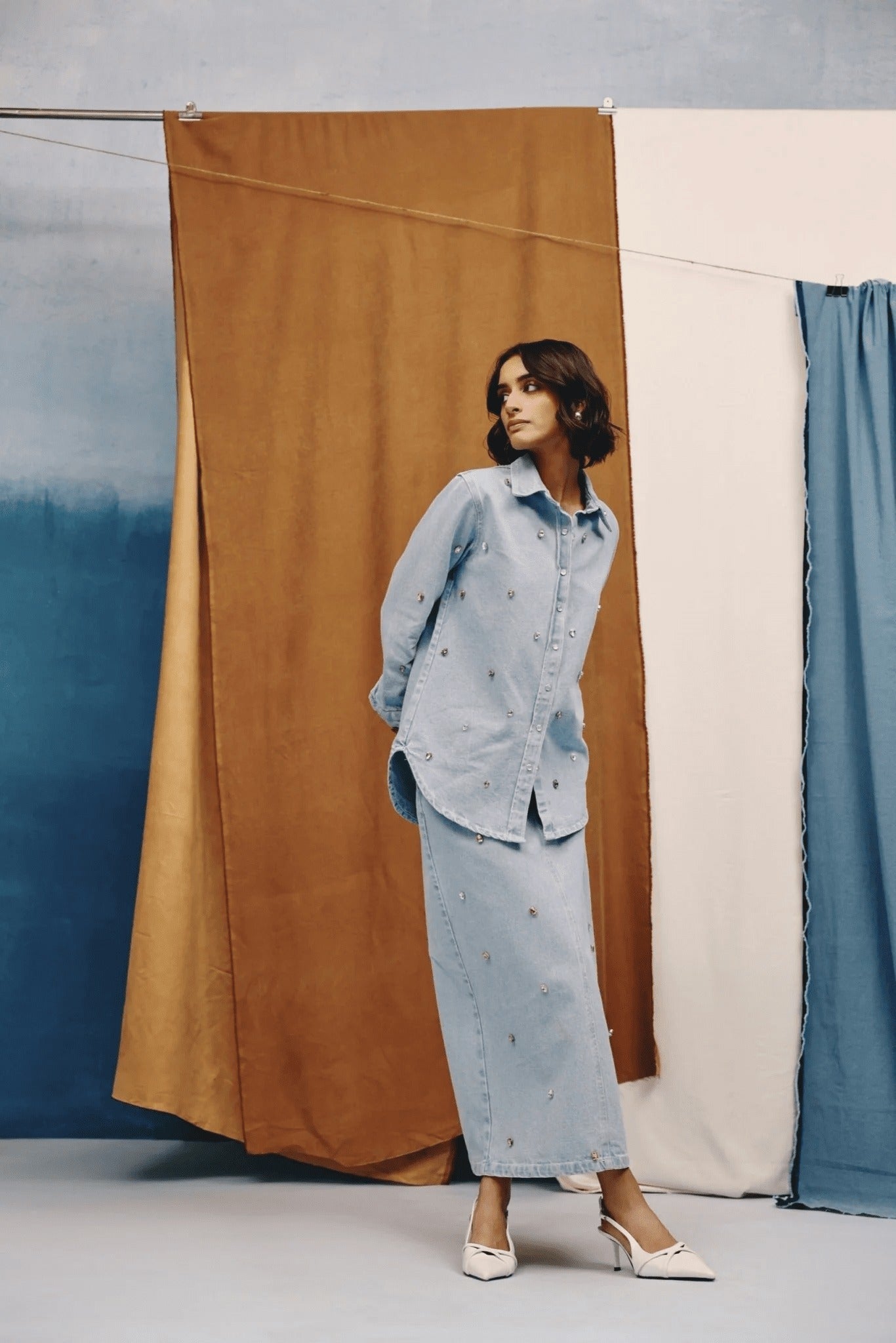 Lumen Studded Denim Shirt - quietBold