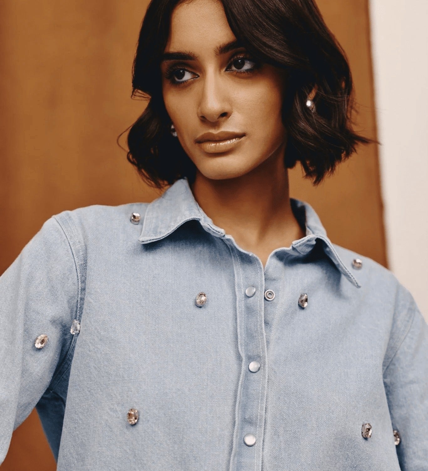 Lumen Studded Denim Shirt - quietBold