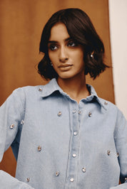 Lumen Studded Denim Shirt - quietBold