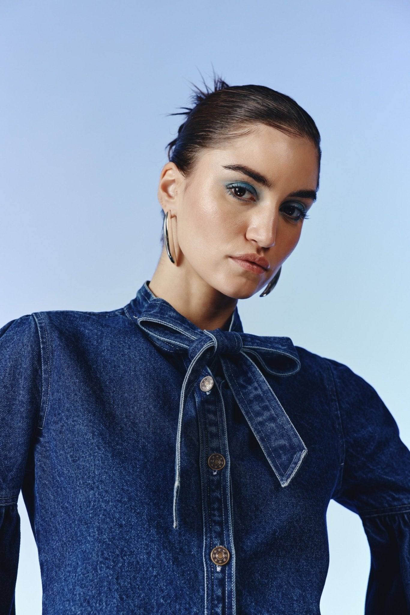Majesty Tie - Up Denim Blouse - quietBold