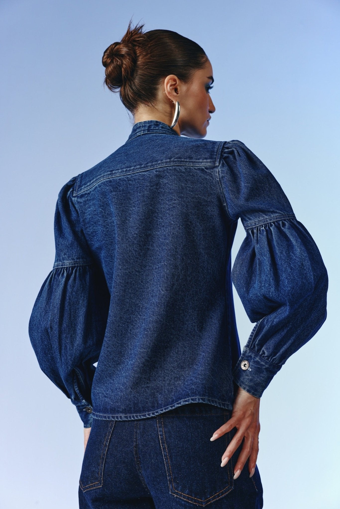 Majesty Tie - Up Denim Blouse - quietBold