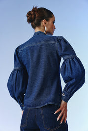 Majesty Tie - Up Denim Blouse - quietBold