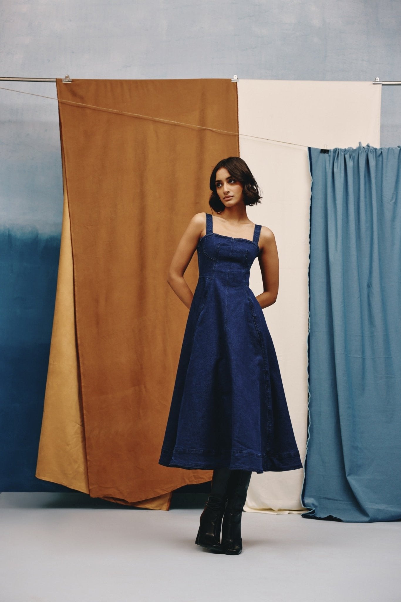 Midnight Sculpt Denim Dress - quietBold