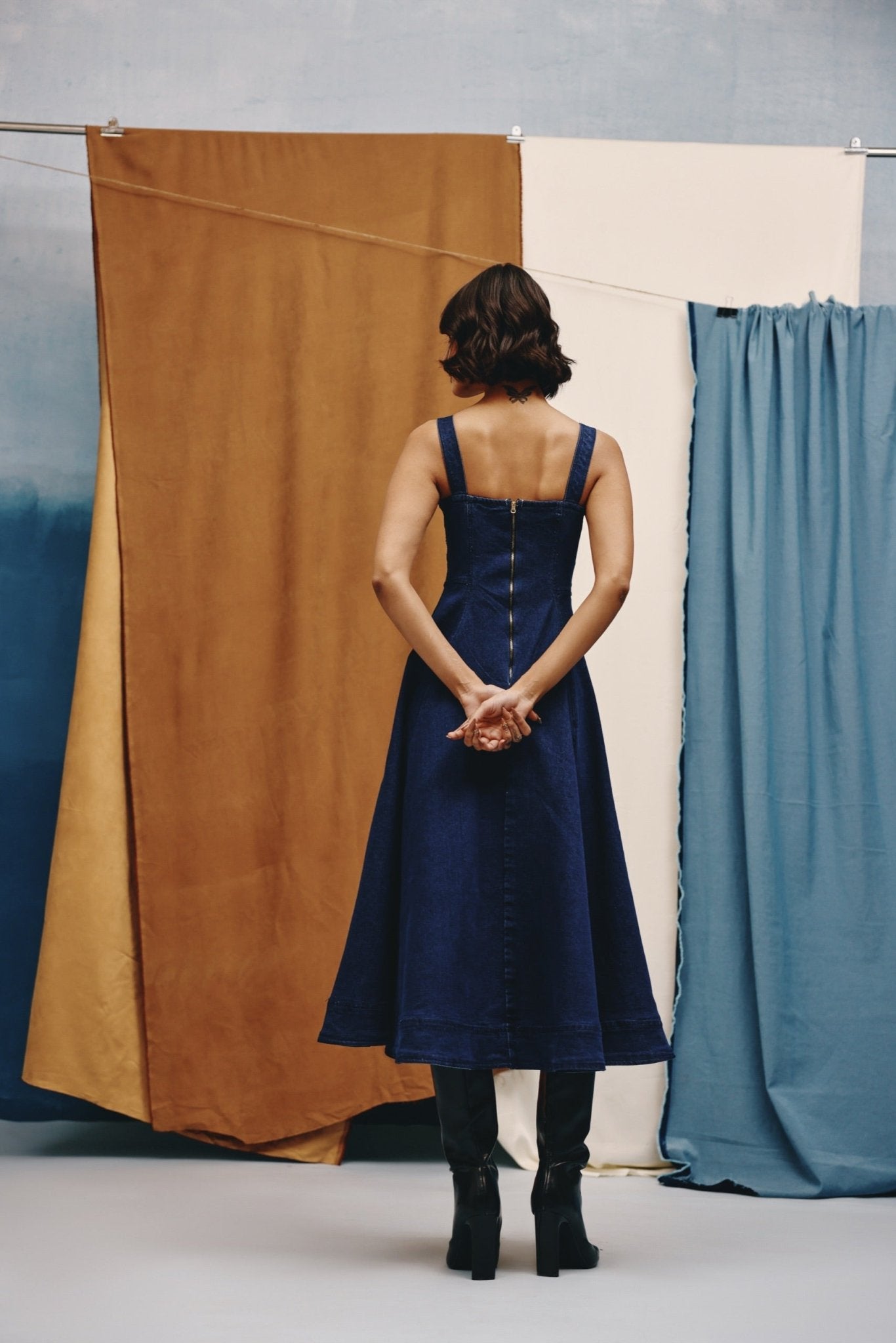 Midnight Sculpt Denim Dress - quietBold