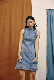 Montana Panelled Denim Dress - quietBold