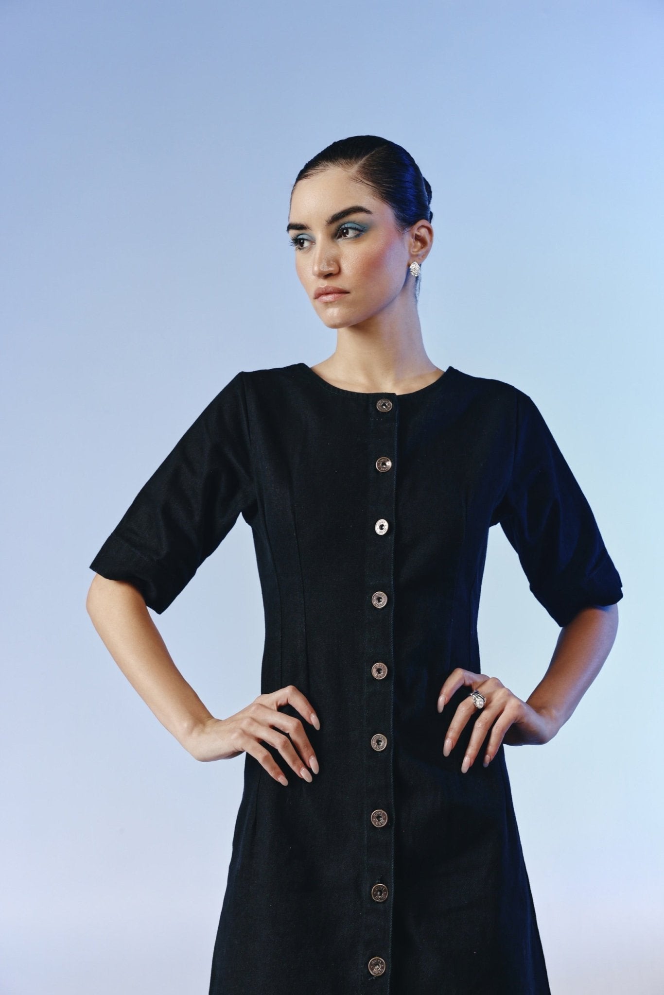 Obsidian Button Midi Dress - quietBold