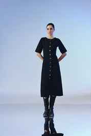 Obsidian Button Midi Dress - quietBold