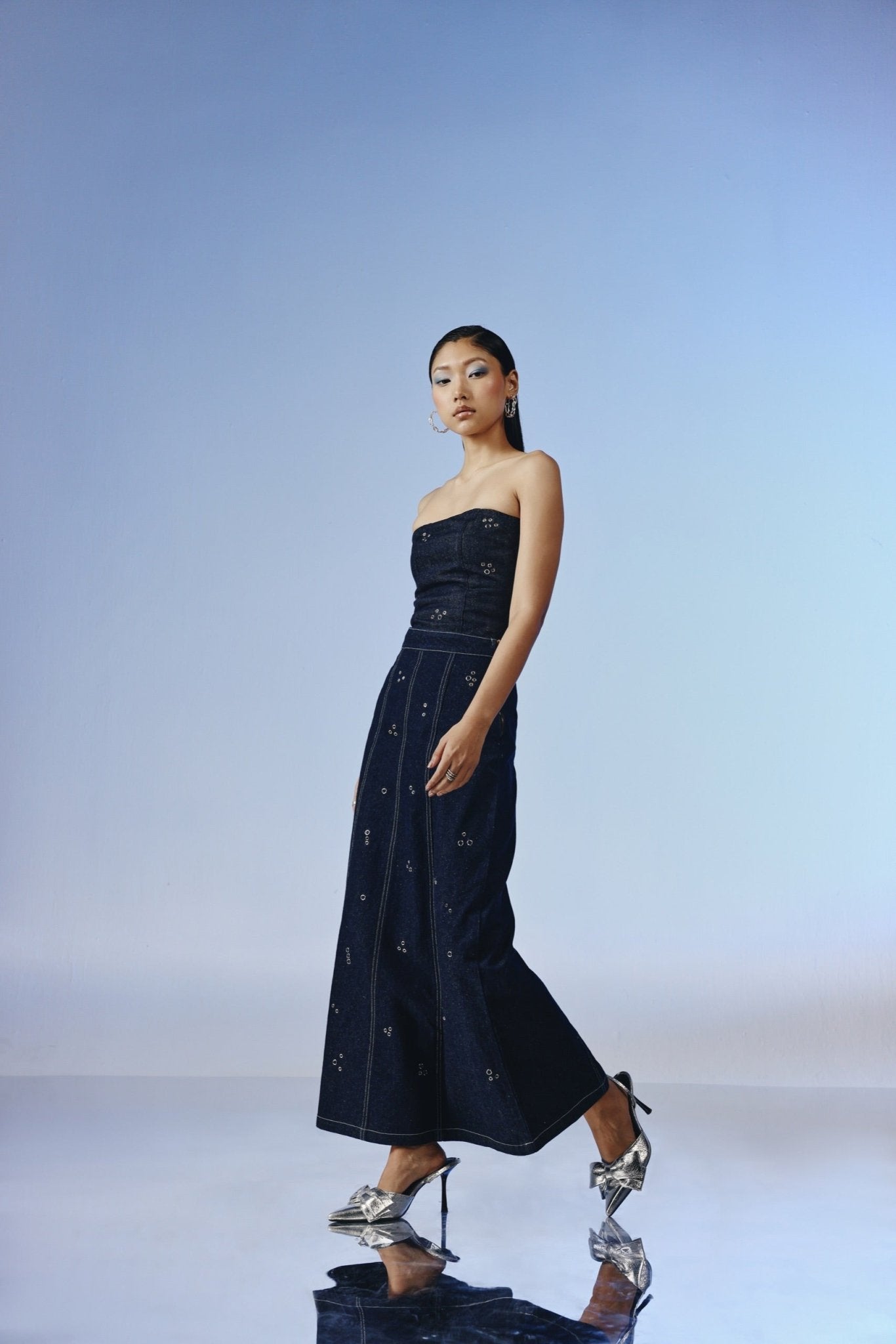 Vanta Studded Denim Maxi Skirt - quietBold