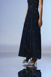 Vanta Studded Denim Maxi Skirt - quietBold